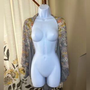 NWT A New Day Grey Floral Kimono One Size